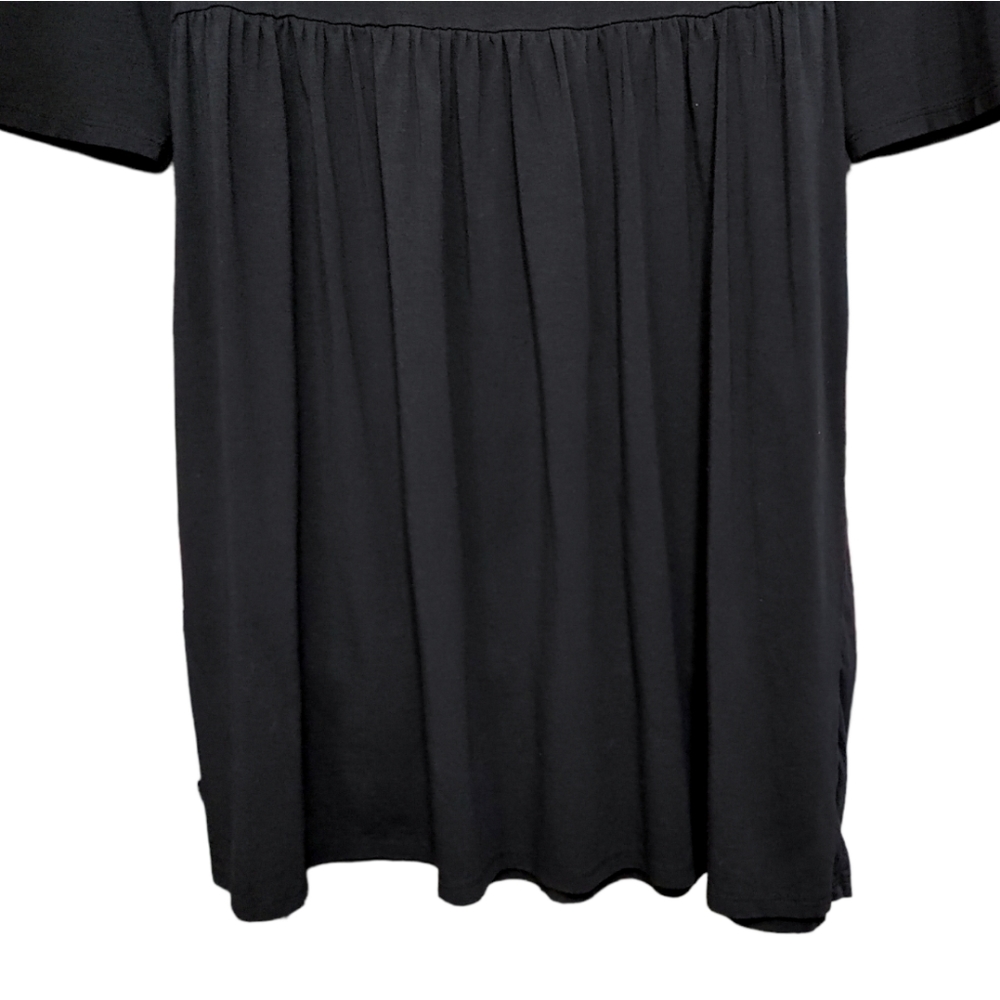 Garnet Hill Black Quarter Sleeve Knee Length Jersey Dress Women's Size Medium M - Picture 4 of 5